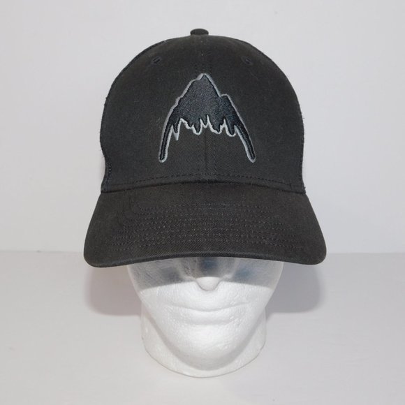 BURTON Look Yonder Black Trucker Snapback Hat Cap Logo Mountain - Picture 2 of 6